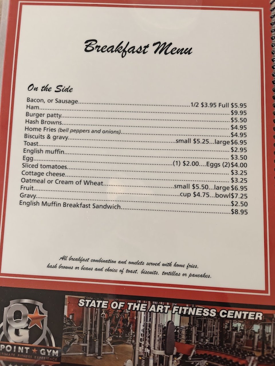 Simple menu layout for a casual breakfast cafe.